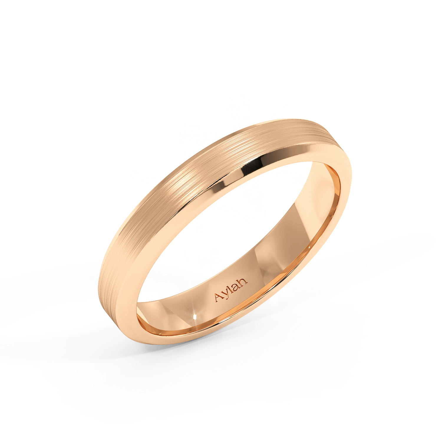4mm Flat Court Bvlld-Chamf Edges Brushed Finish rose gold