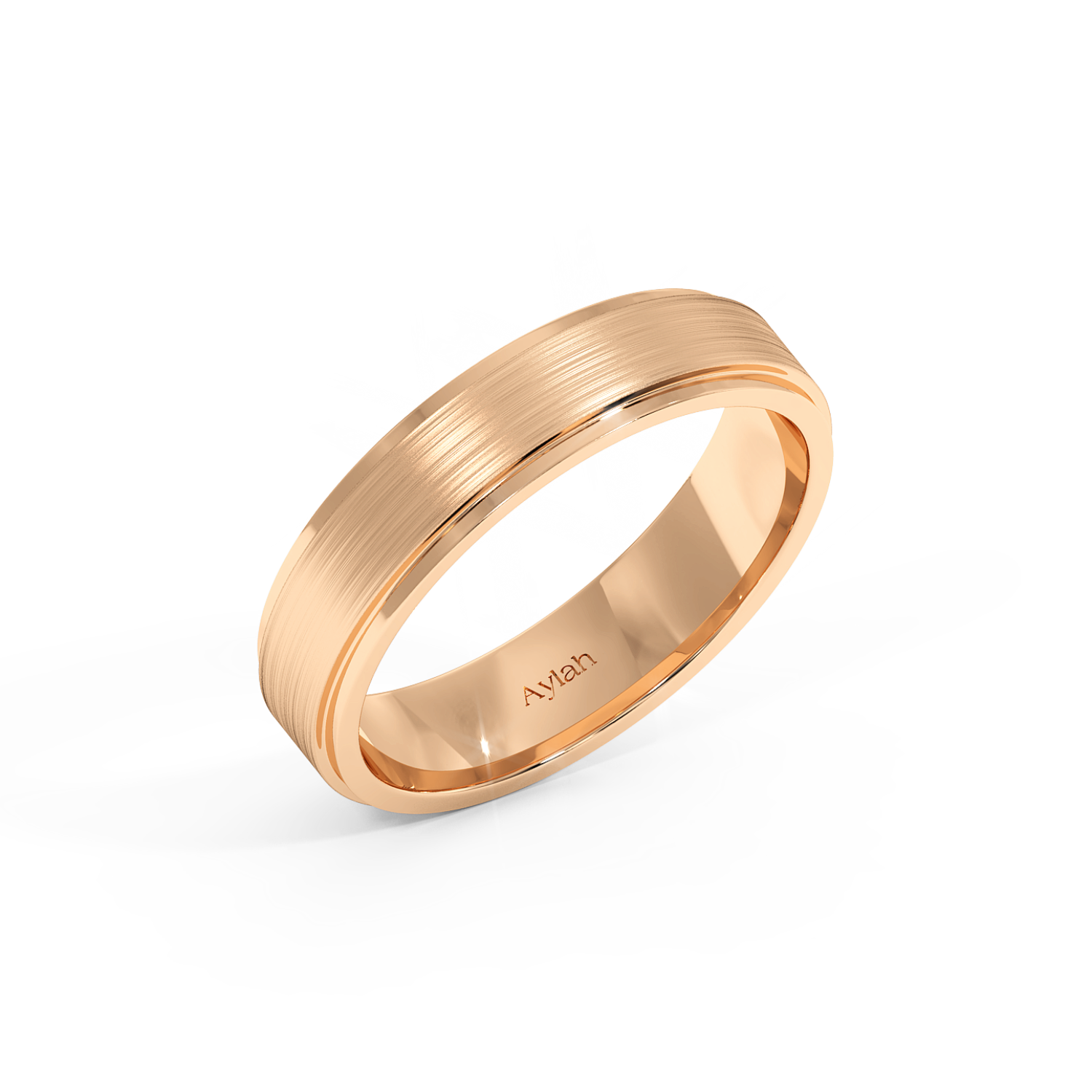 5mm Flat Court Stepped Edges Brushed Centre rose gold