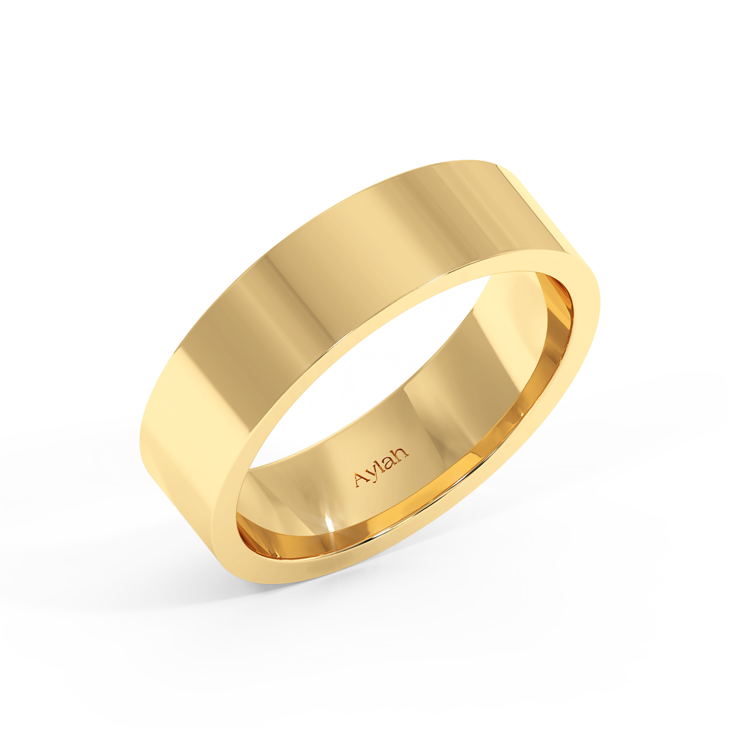 6mm Flat Court Plain yellow gold