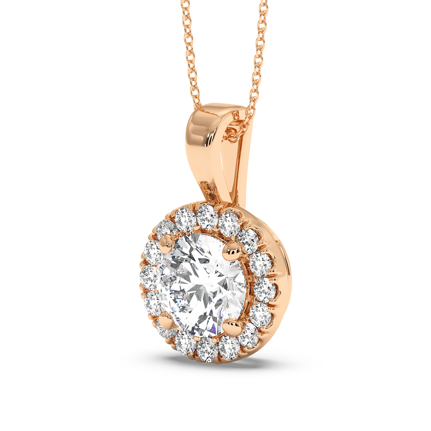 0.5ct Round Halo Pendant