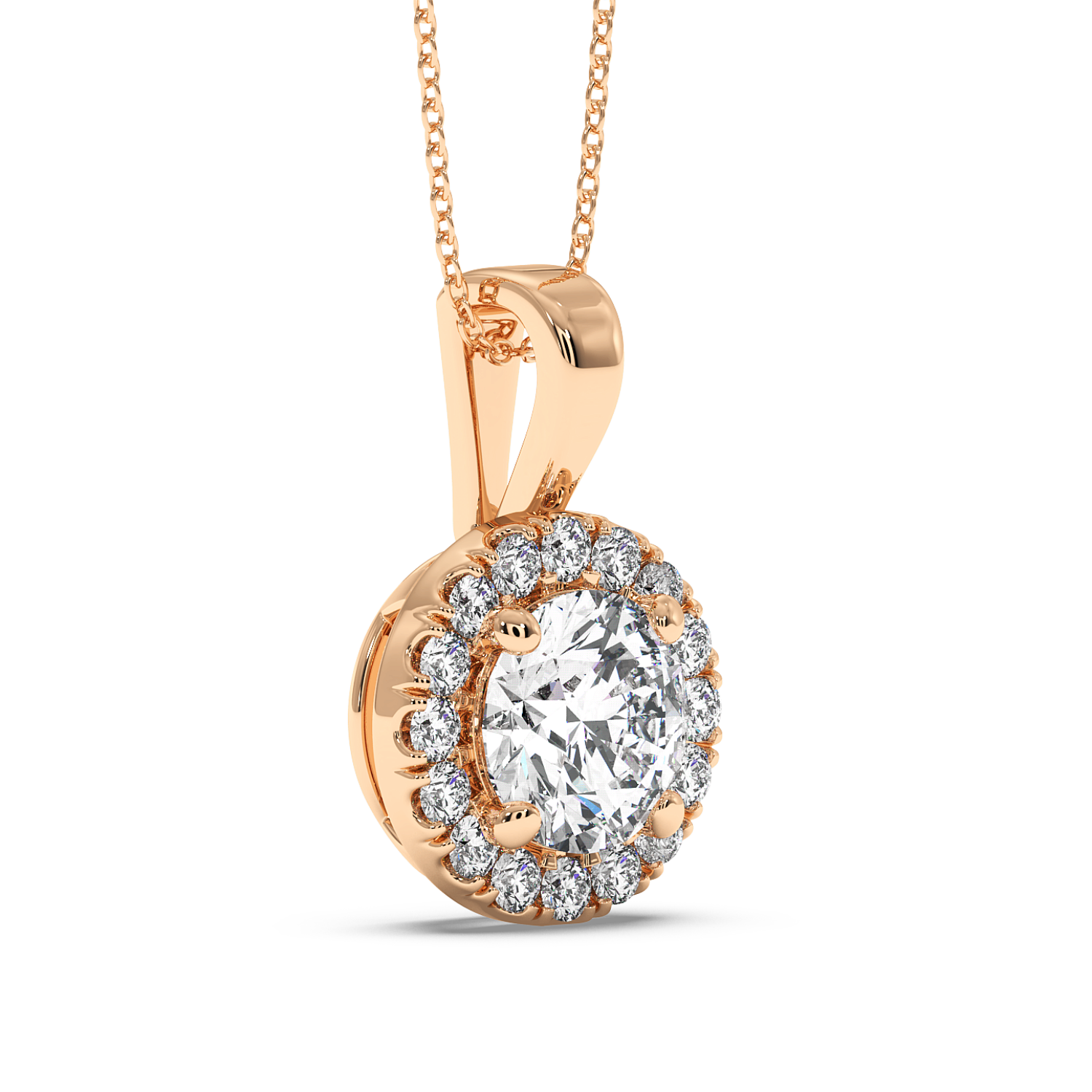 0.5ct Round Halo Pendant