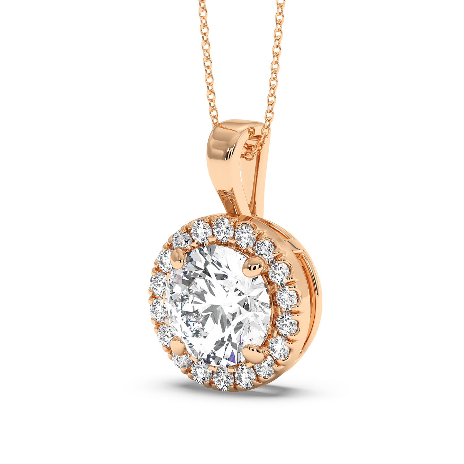 1ct Round Halo Pendant