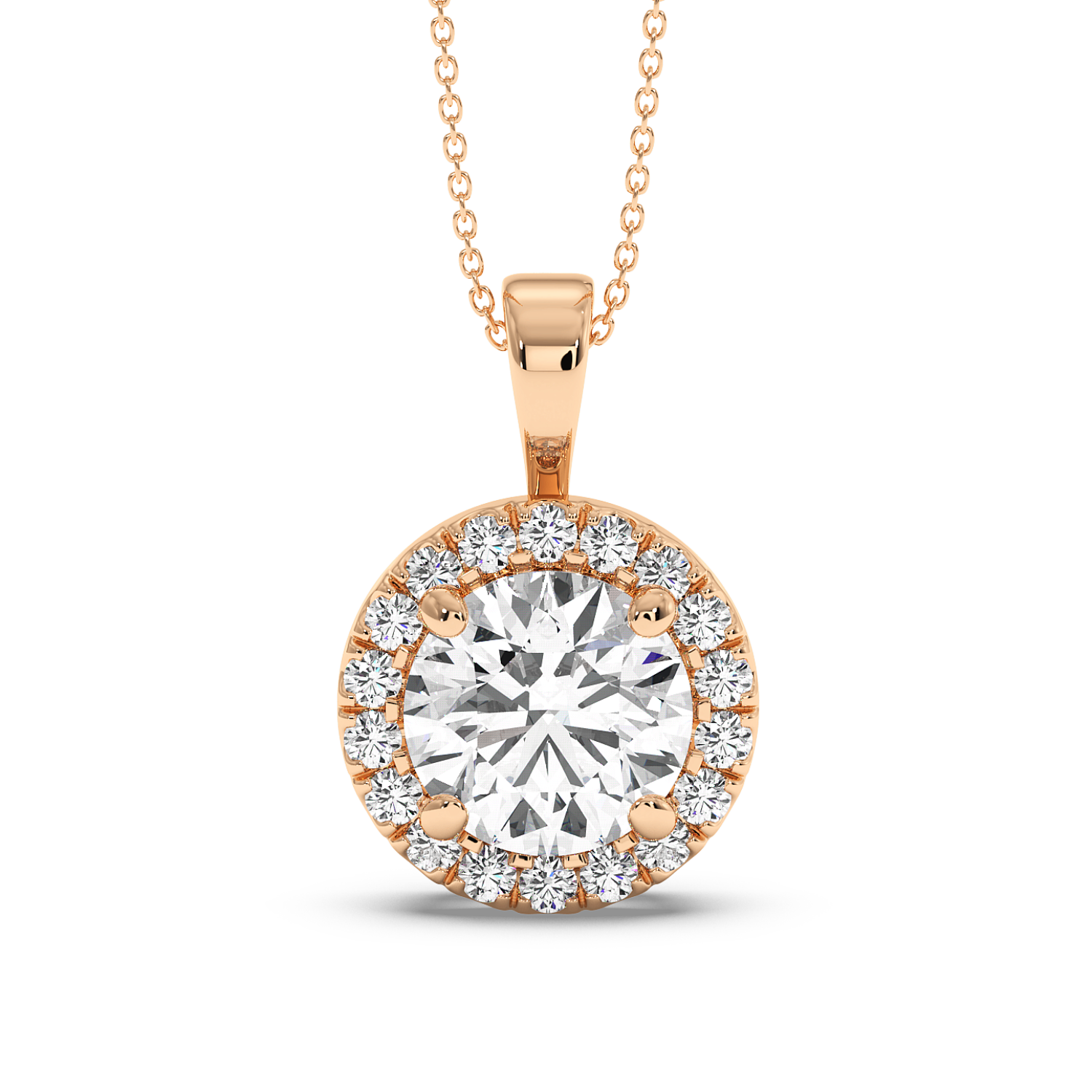 1ct Round Halo Pendant