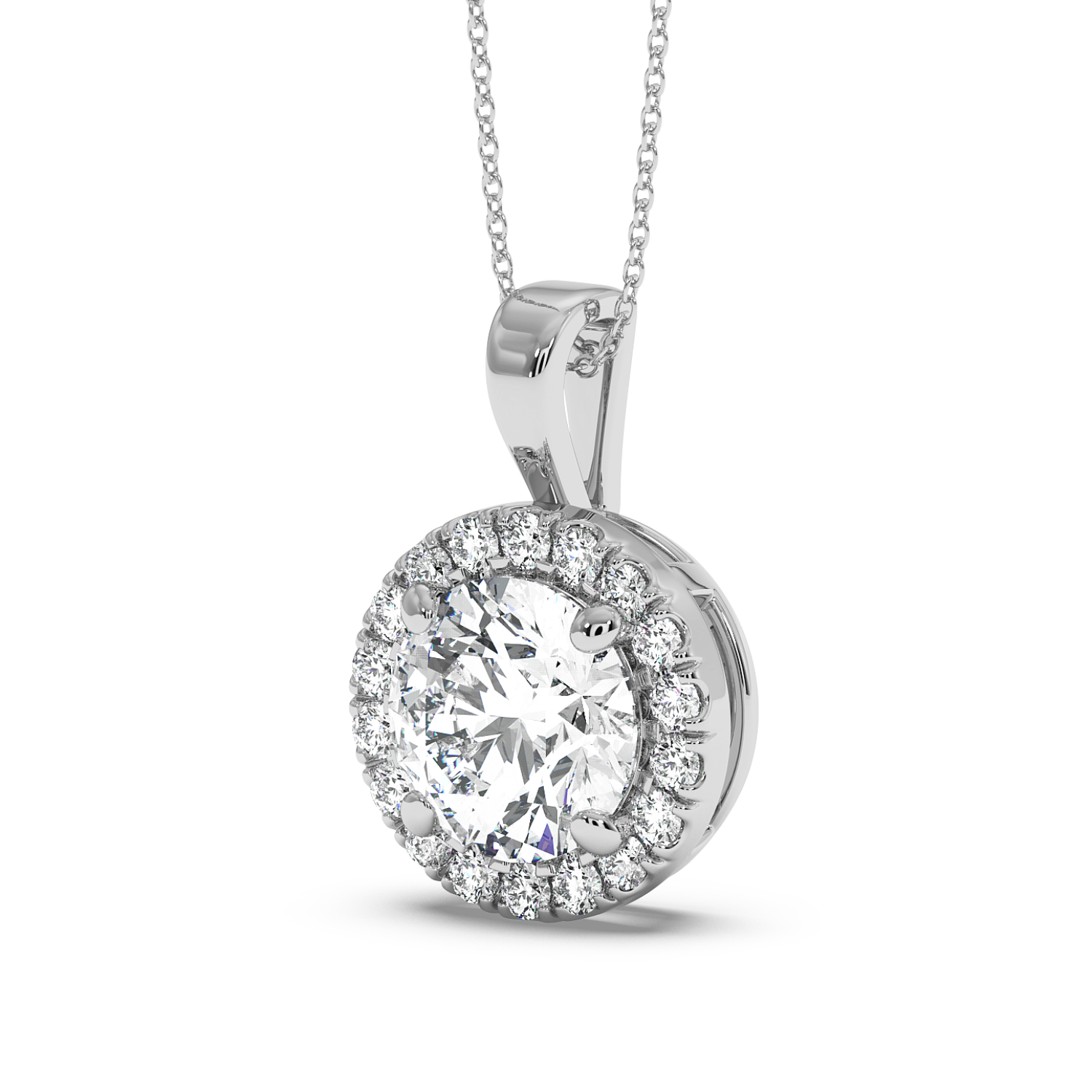 1ct Round Halo Pendant