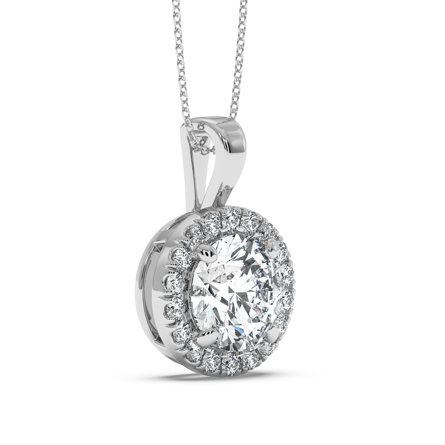 1ct Round Halo Pendant