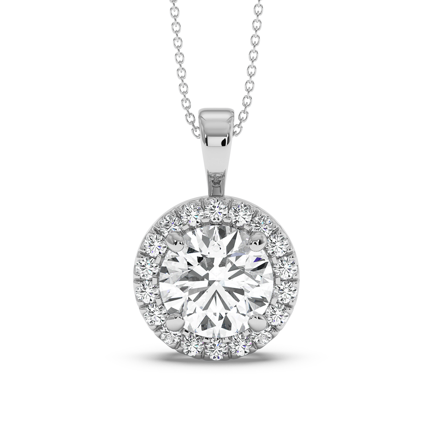 1ct Round Halo Pendant