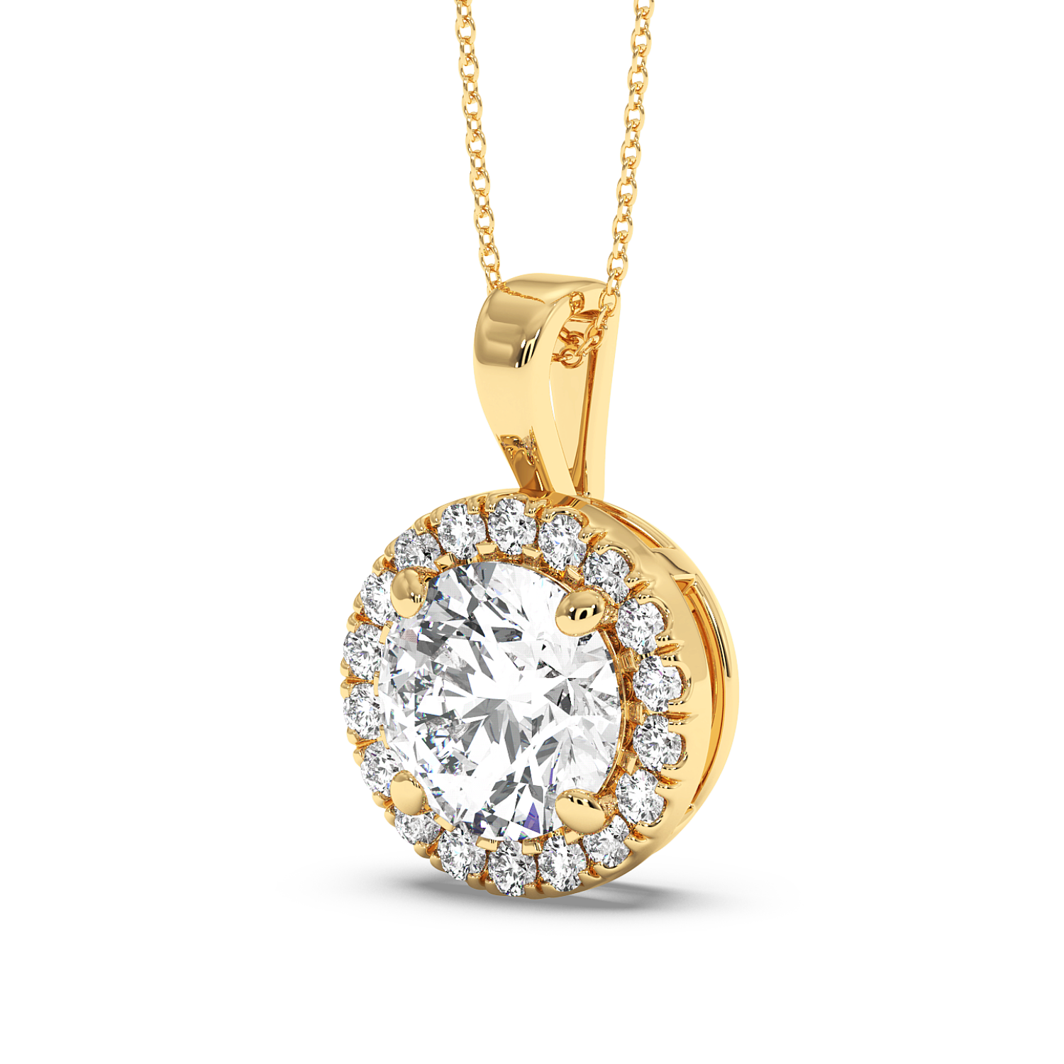 1ct Round Halo Pendant