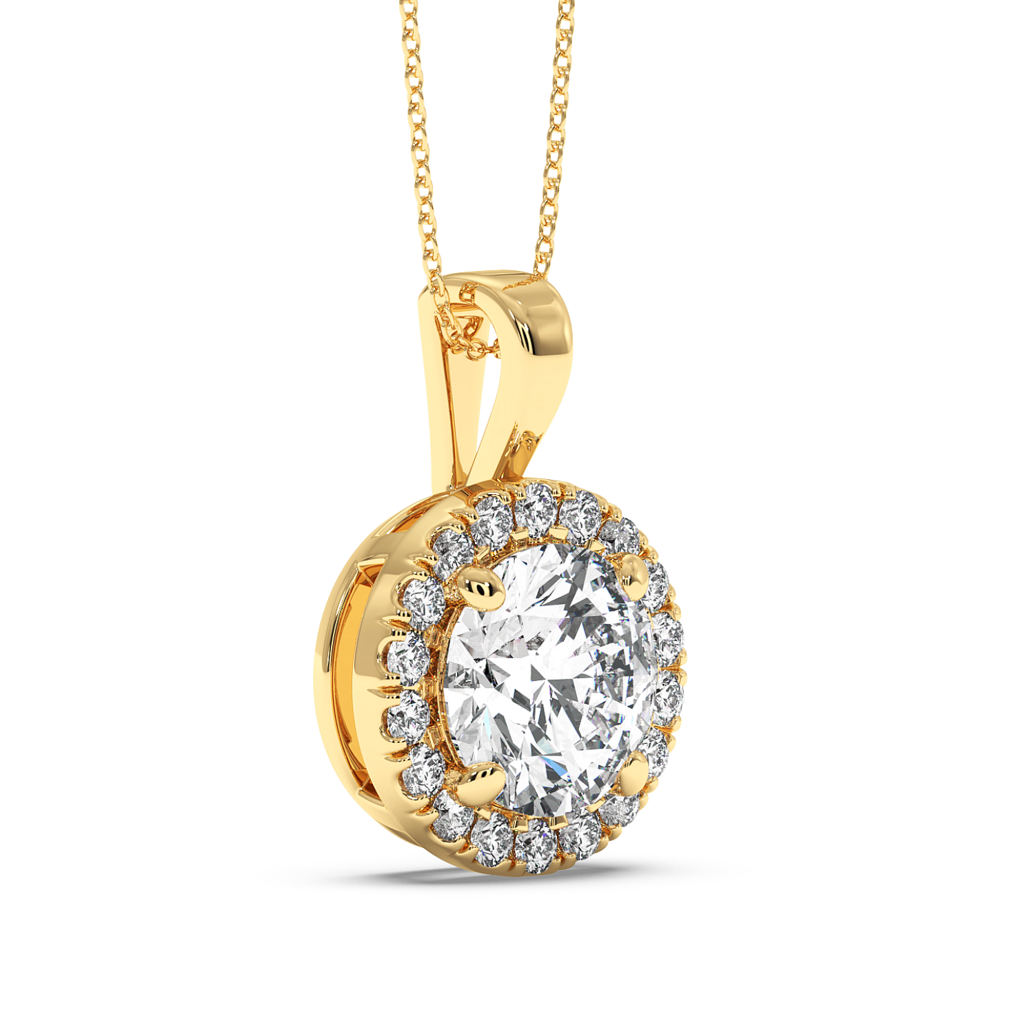 1ct Round Halo Pendant