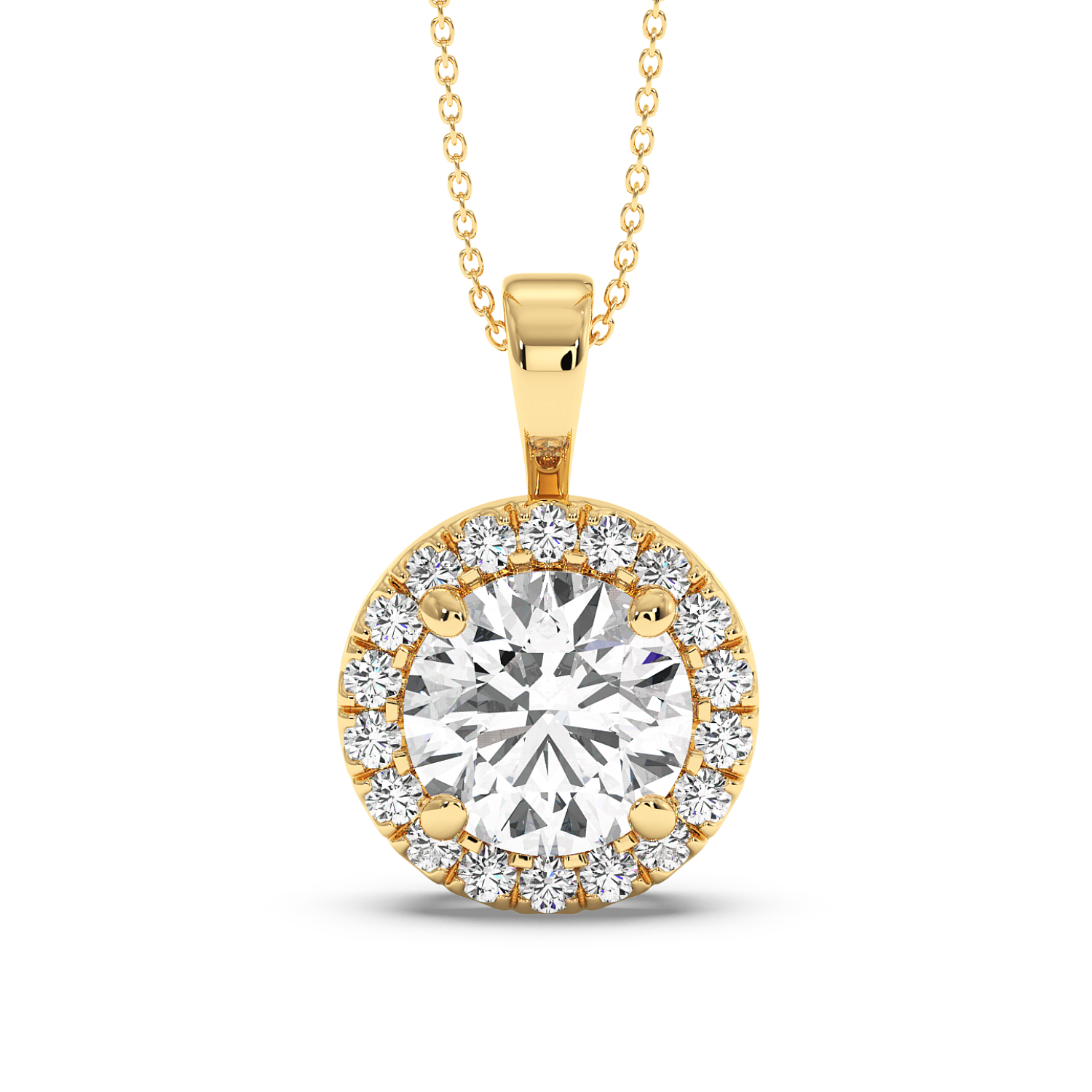 1ct Round Halo Pendant