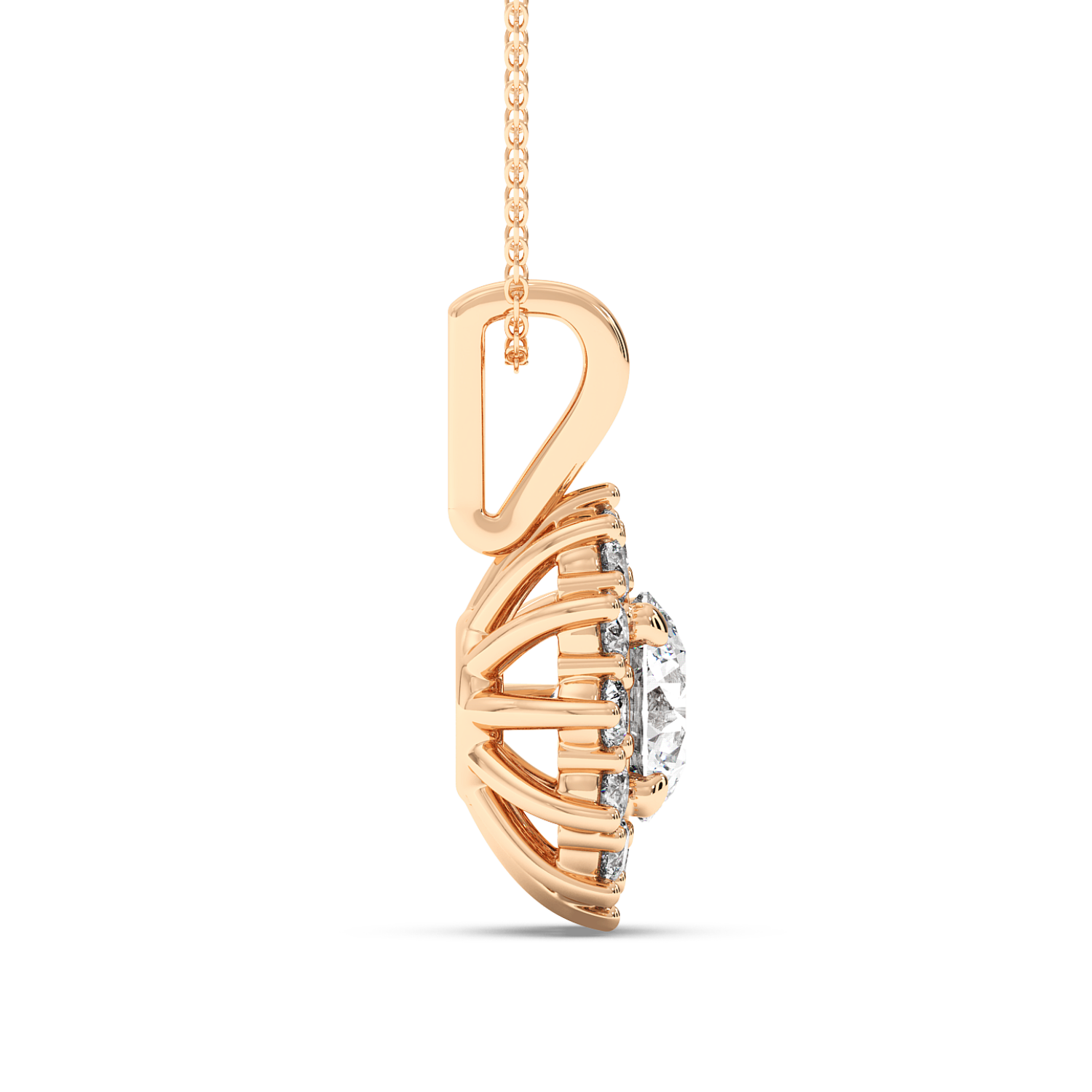 1ct Round Cluster Halo Pendant
